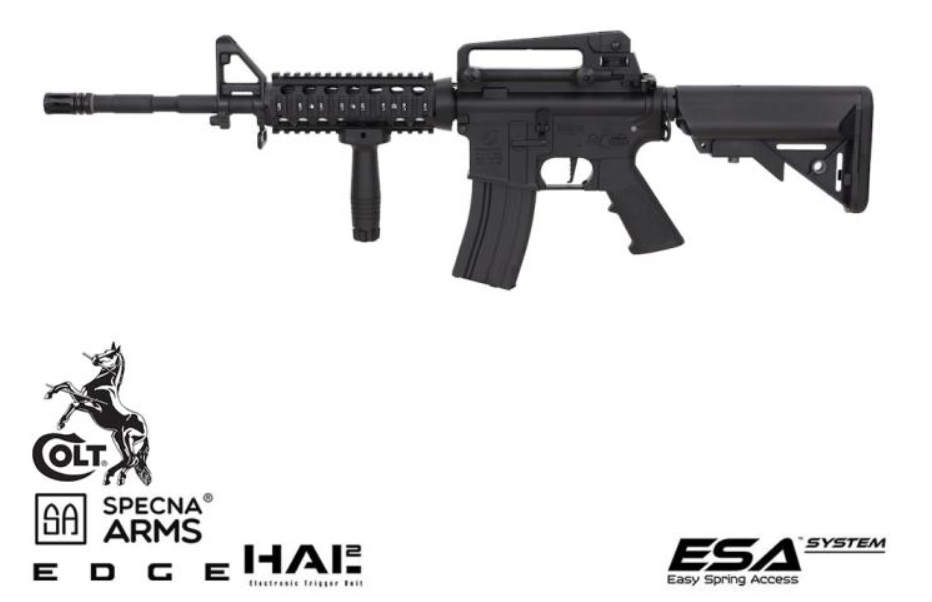 Colt M4A1 RIS & Crane SA-E03 Edge Gen.2 HAL2 ETU nero di SPECNA ARMS