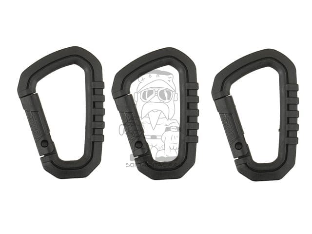 Set di Moschettoni in Nylon - Nero - 3 pezzi di FMA