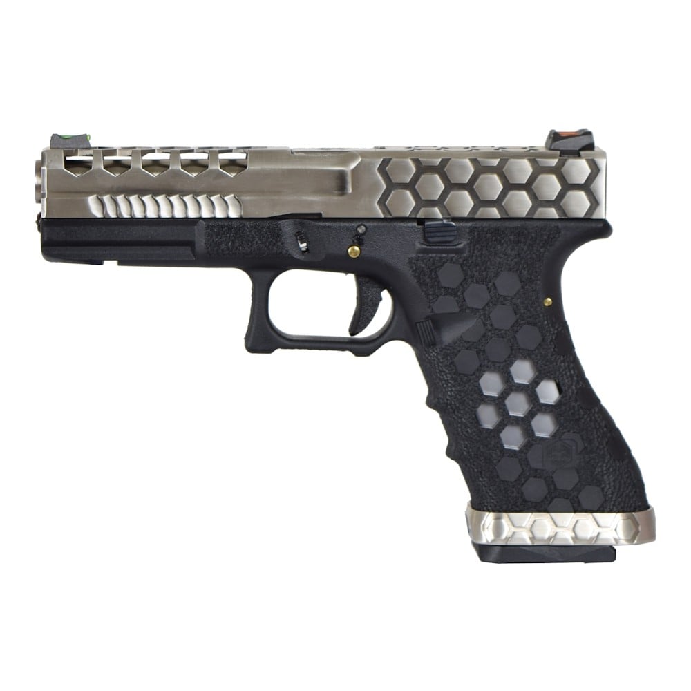 Pistola a Gas Hex-Cut Nera/Argento di AW CUSTOM