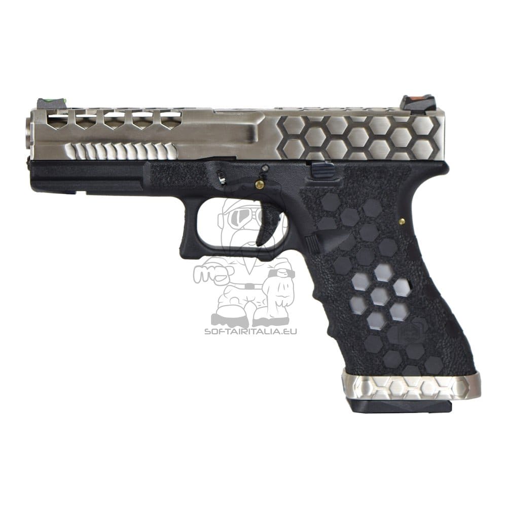 Pistola a Gas Hex-Cut Nera/Argento di AW CUSTOM