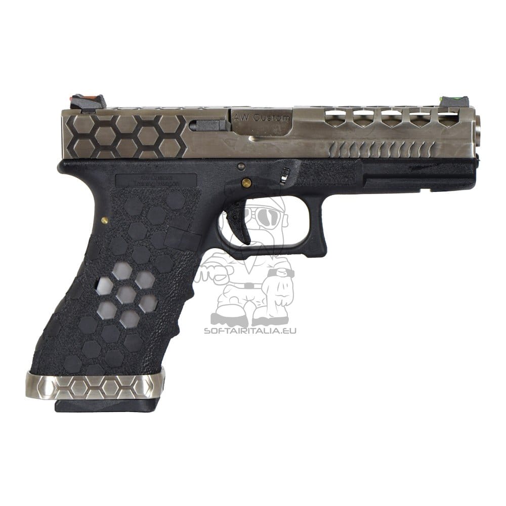 Pistola a Gas Hex-Cut Nera/Argento di AW CUSTOM