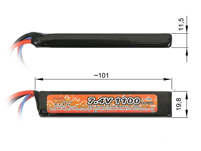 Batteria Li-Po 1100mAh 7,4V 15/30C di VICTORY BATTERY