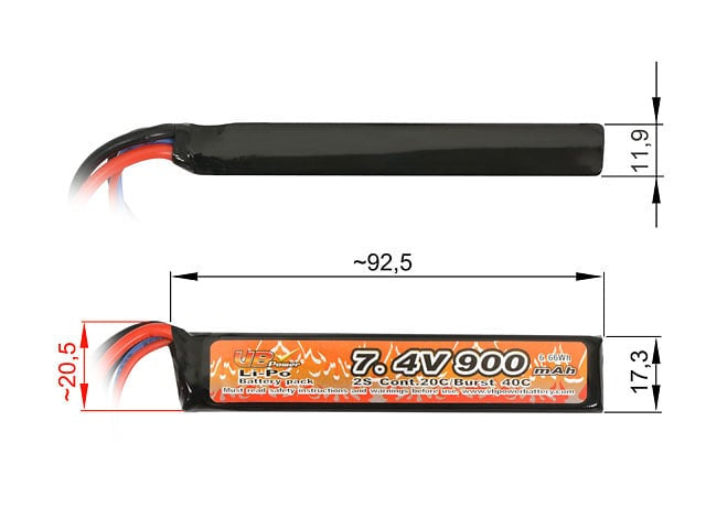 Batteria Li-Po 900mAh 7.4V di VICTORY BATTERY