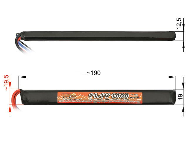 Batteria Li-Po 1000mAh 11,1V 20/40C di VICTORY BATTERY
