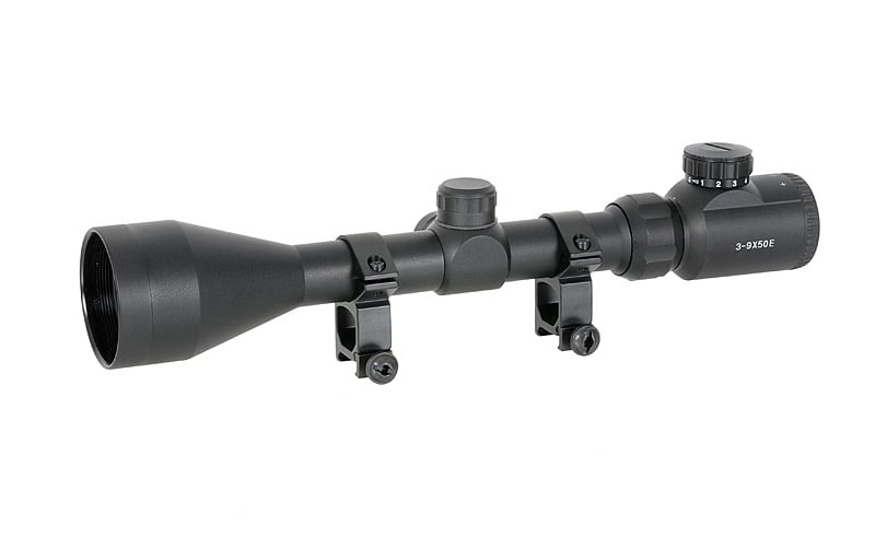 Ottica 3-9x50 con anelli di montaggio alti di PCS