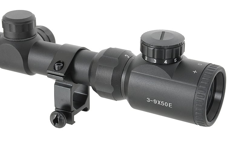 Ottica 3-9x50 con anelli di montaggio alti di PCS