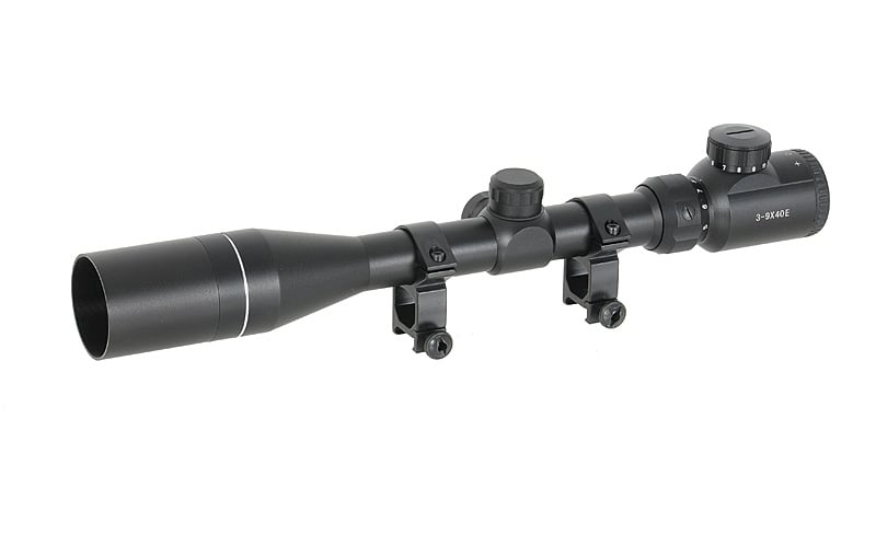 Ottica 3-9x40E con anelli di montaggio alti di PCS