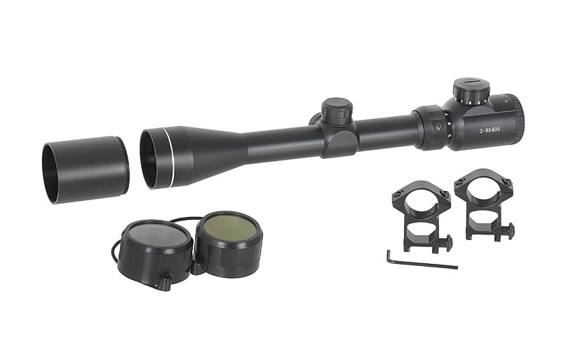 Ottica 3-9x40E con anelli di montaggio alti di PCS