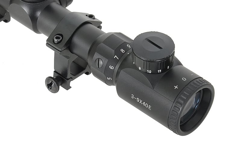 Ottica 3-9x40E con anelli di montaggio alti di PCS
