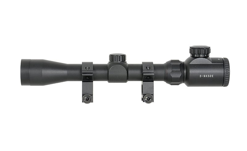 Ottica 3-9x32E con anelli di montaggio alti di PCS