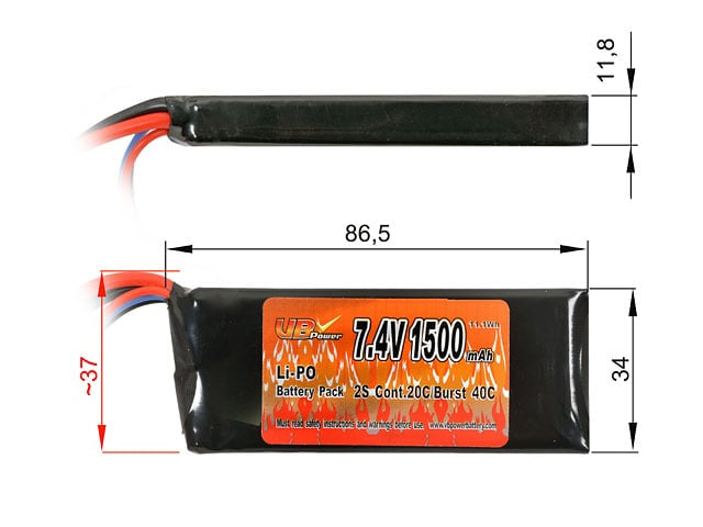 Batteria Li-Po 1500mAh 7,4V 20/40C di VICTORY BATTERY