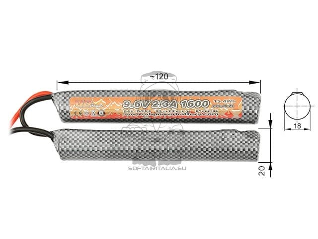 Batteria NiMH 1600mAh 9,6V - mini SF type di VICTORY BATTERY