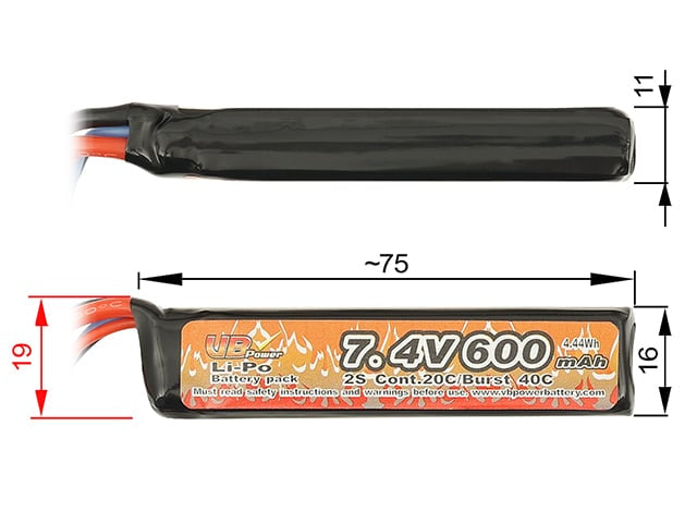 Batteria Li-Po 600mAh 7,4V 20C di VICTORY BATTERY