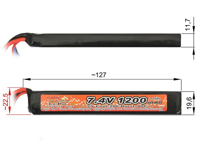 Batteria Li-Po 1200mAh 7,4V 20/40C di VICTORY BATTERY