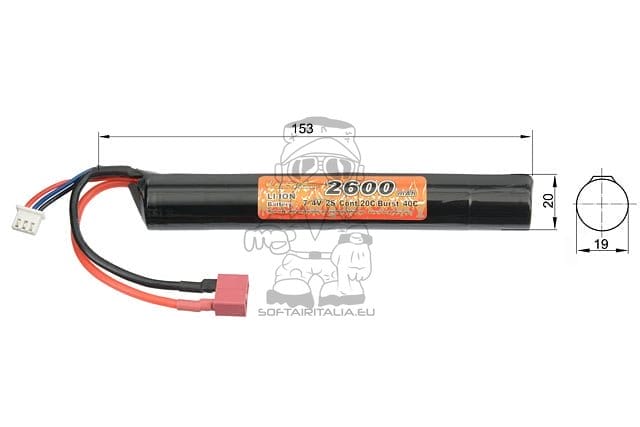 Batteria Li-ion 2600 mAh 7,4V Stick di VICTORY BATTERY