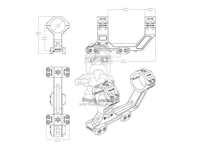 Mount Picatinny Elevato 30mm di VECTOR OPTICS