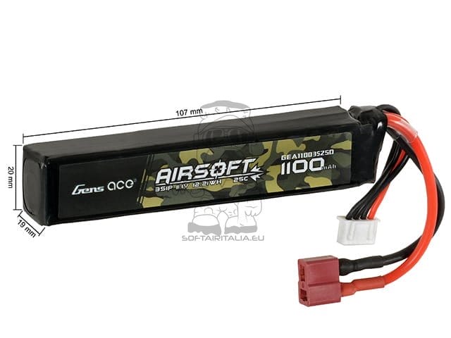 Batteria LiPo 1100mAh 11.1V di GENS ACE