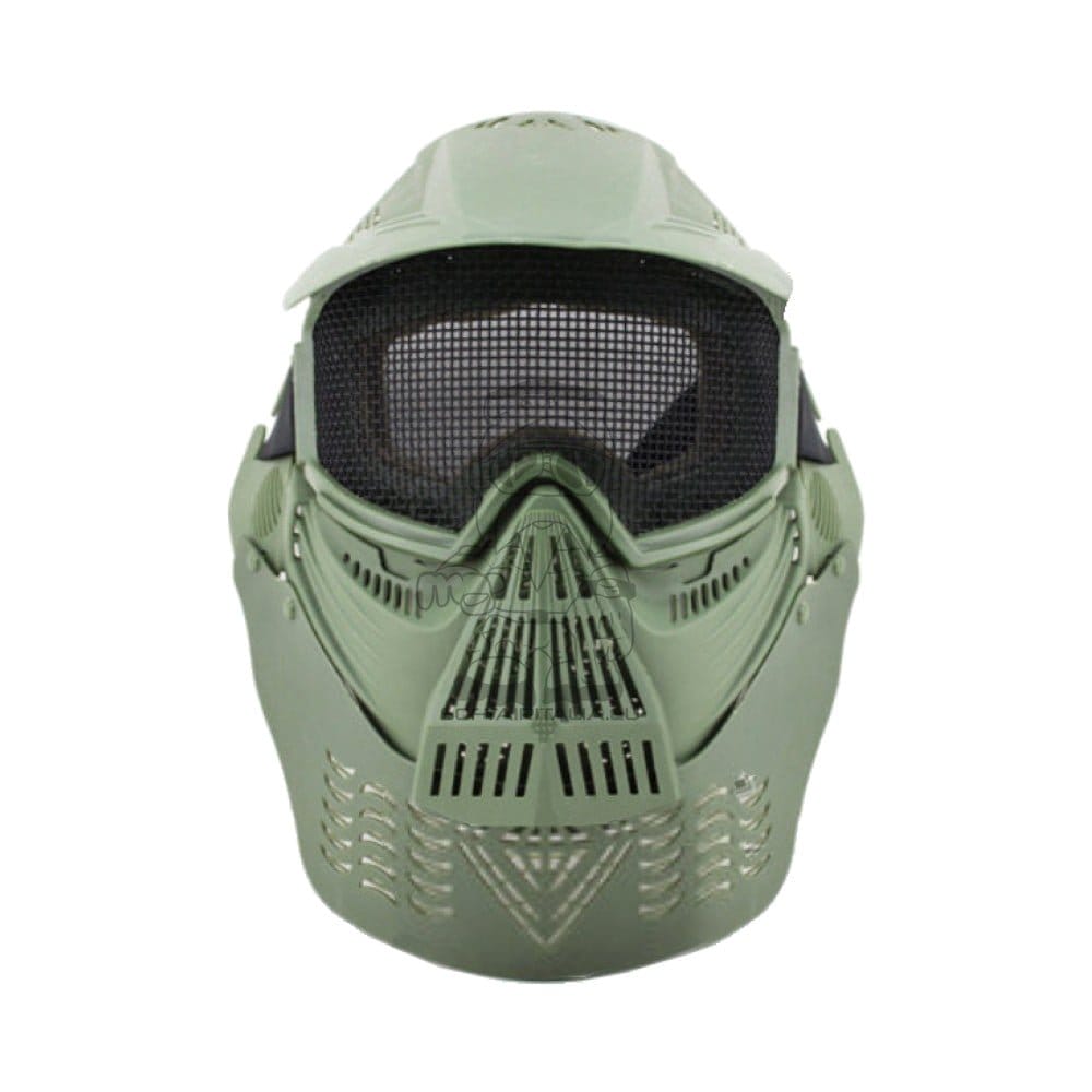 Maschera intero viso con rete metallica Olive Drab di WOSPORT