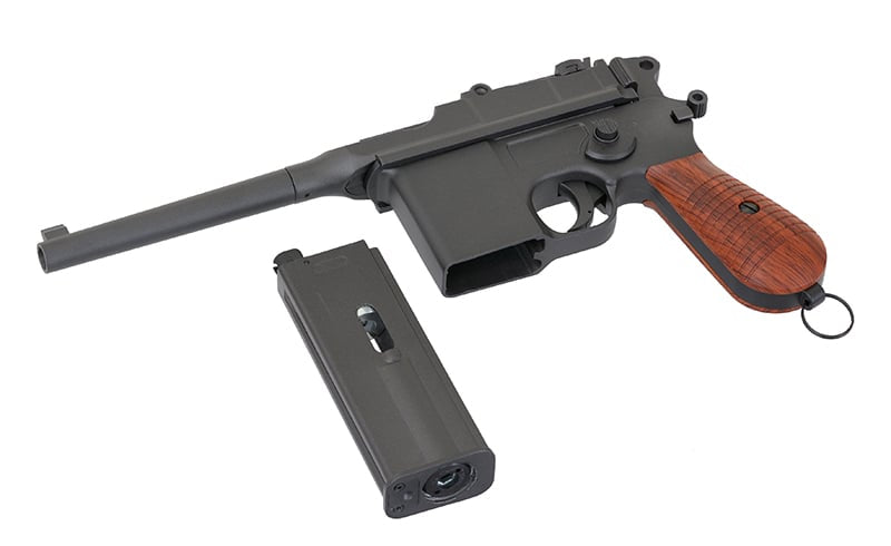 Pistola CO2 Mauser C96 M712 Broomhandle nera di KWC