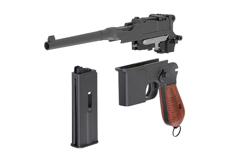 Pistola CO2 Mauser C96 M712 Broomhandle nera di KWC