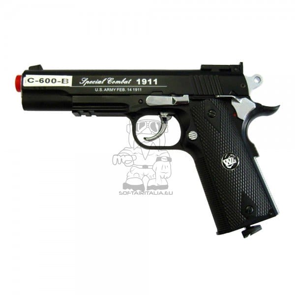 Pistola Co2 1911 semi-scarrellante nera Wingun
