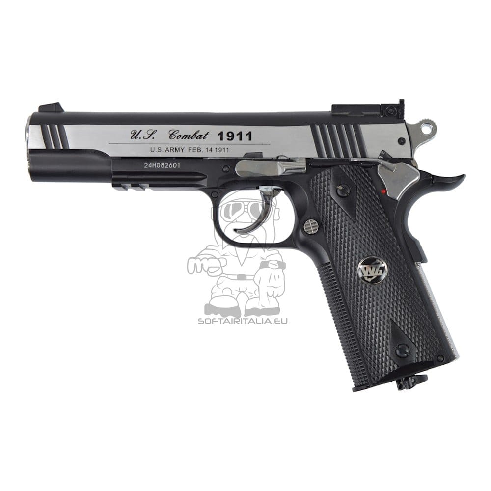 Pistola a Co2 scarrellante U.S. Combat 1911 nera/silver