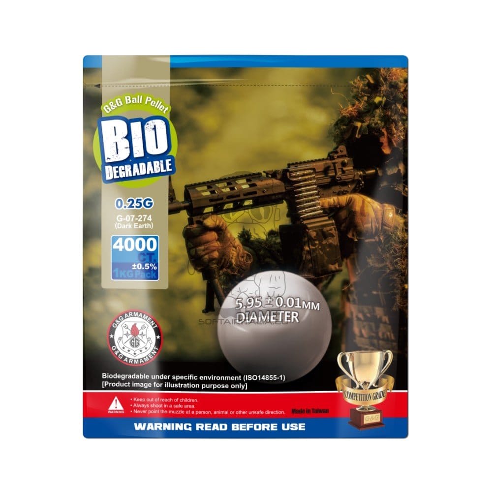 Pallini biodegradabili 0.25g Dark Earth da 1kg di G&G