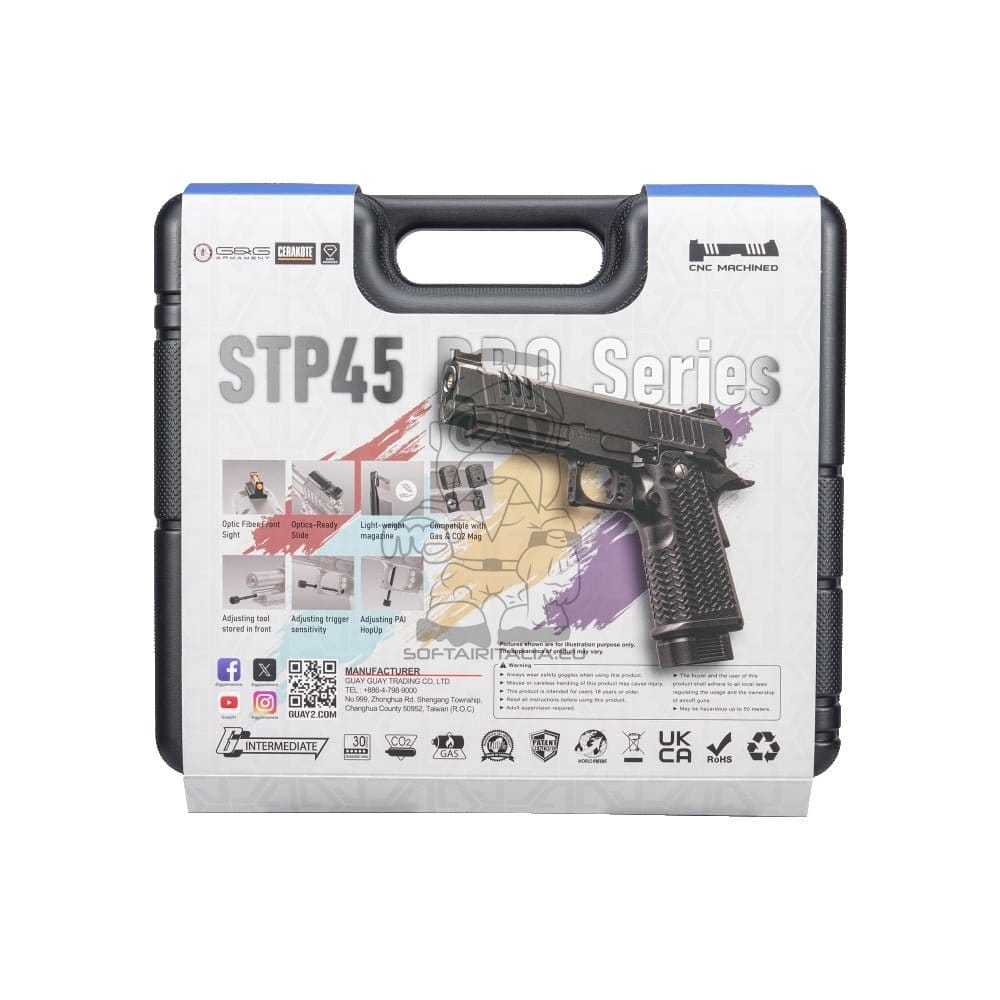 Pistola a Gas Scarrellante STP45 Pro 8" Nera di G&G