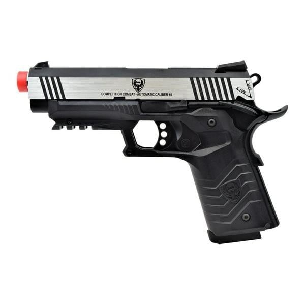 Pistola a gas scarrellante 1911 Tactical HG-171 silver/nera di HFC