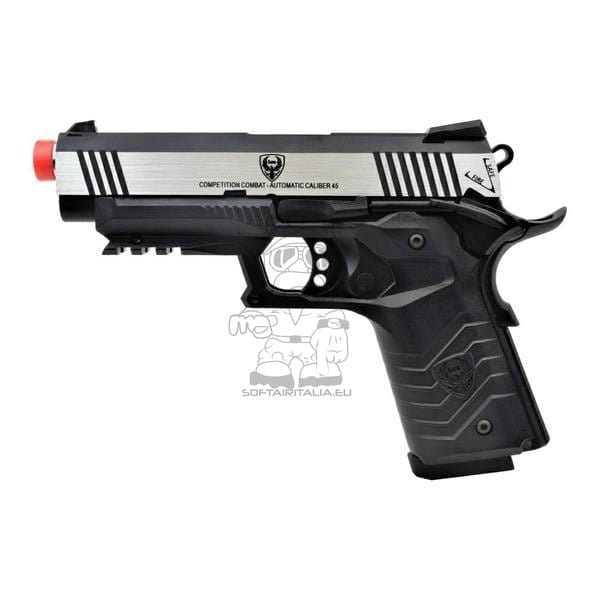 Pistola a gas scarrellante 1911 Tactical HG-171 silver/nera di HFC