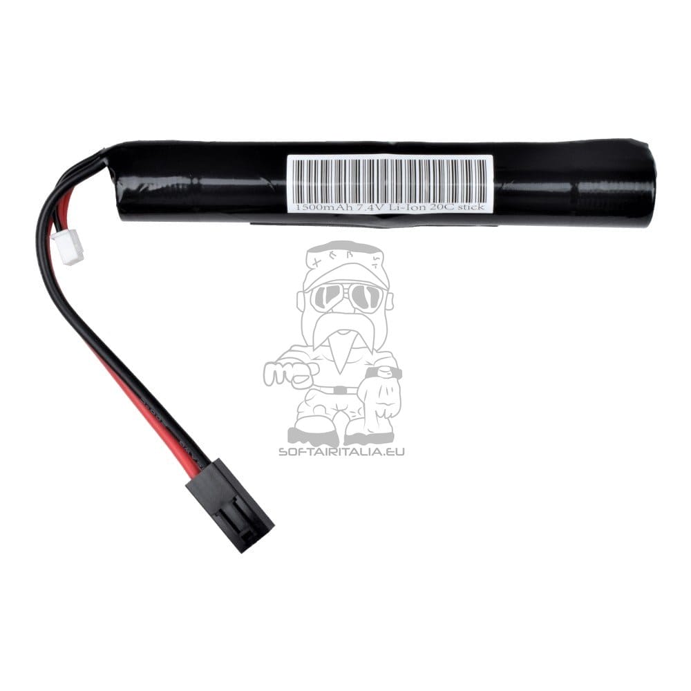 Batteria Li-Ion 7.4V 1500mAh 20C stick per softair di FUEL