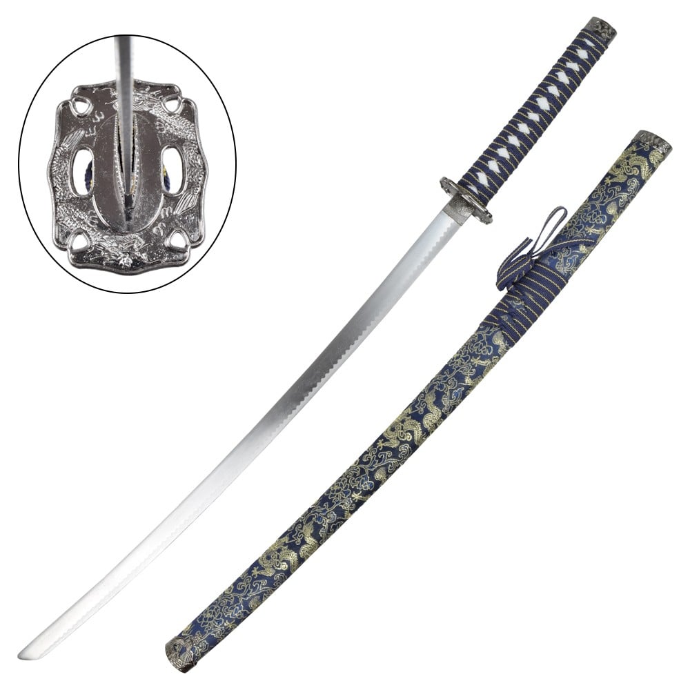 Set ornamentale Katana, Wakizashi e Tanto blu