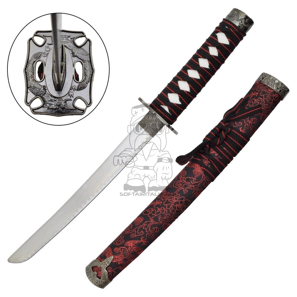 Set ornamentale Katana, Wakizashi e Tanto rosso
