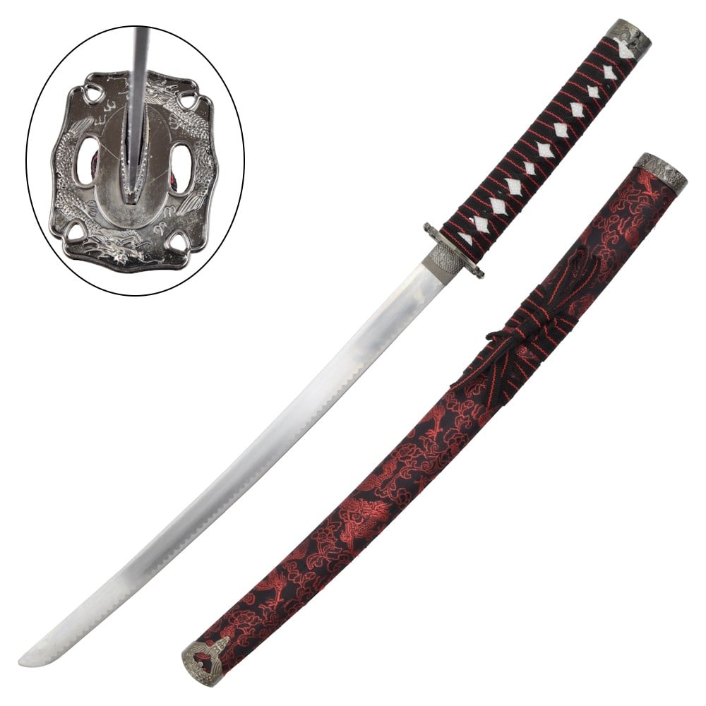 Set ornamentale Katana, Wakizashi e Tanto rosso