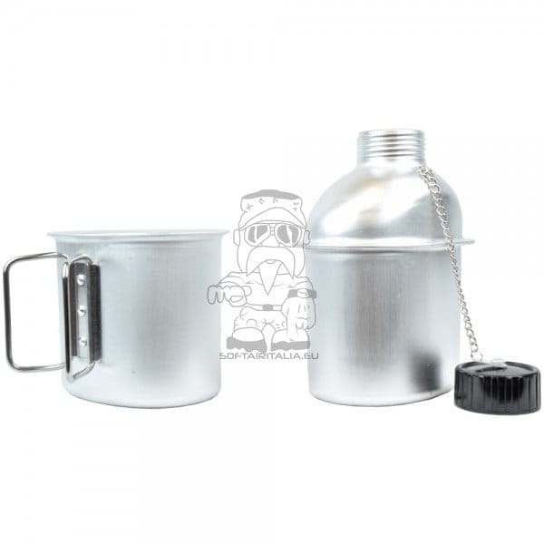 Borraccia in alluminio 1 litro con tazza di JS-TACTICAL