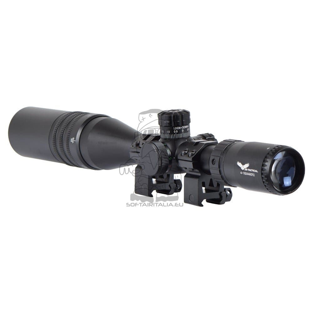 Ottica illuminata zoom 4x-16x lente 44mm nera di JS-TACTICAL