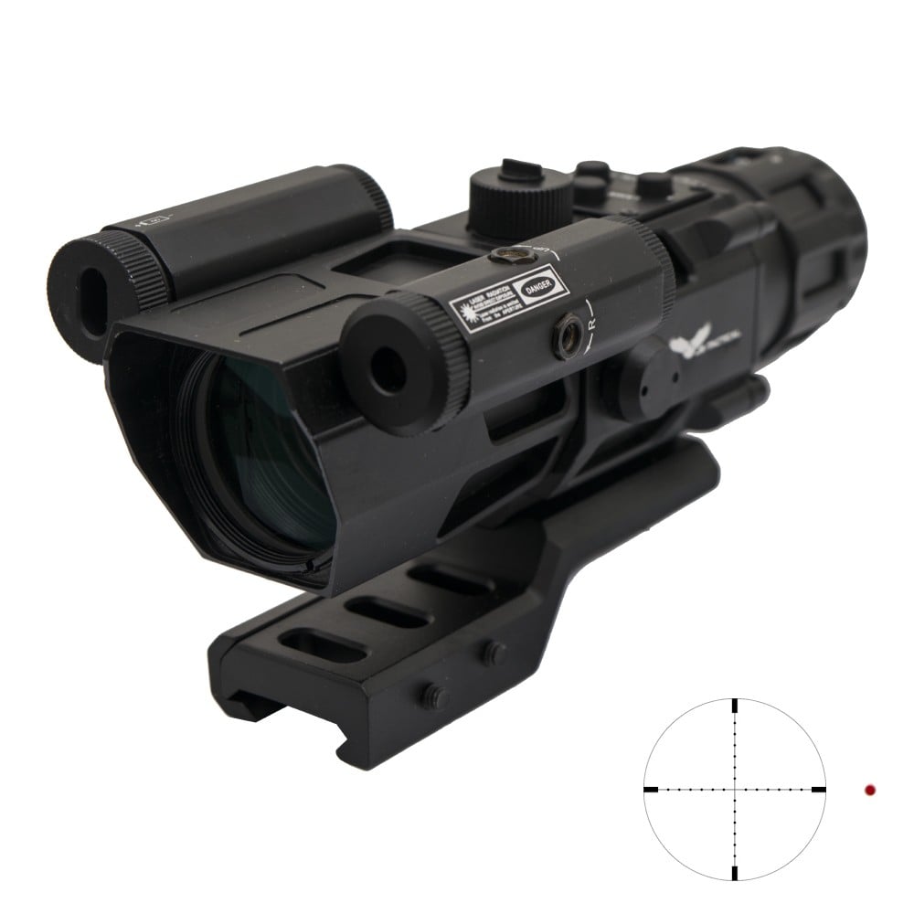 Ottica a prisma 4x32 con laser rosso nero di JS-TACTICAL
