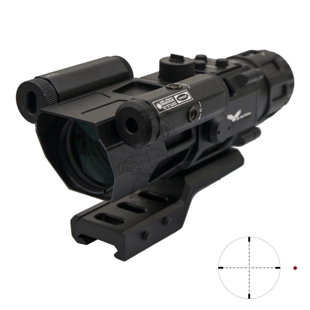 Ottica a prisma 4x32 con laser rosso nero di JS-TACTICAL