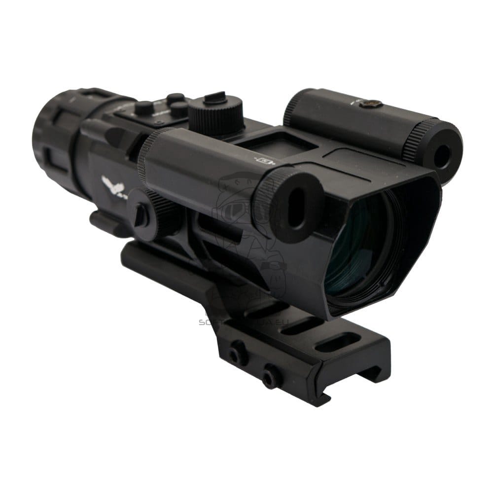 Ottica a prisma 4x32 con laser rosso nero di JS-TACTICAL