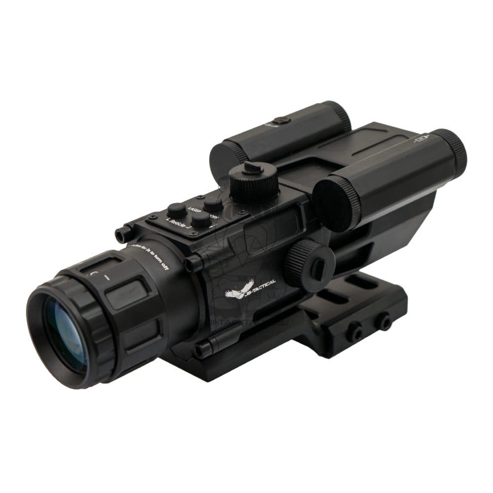 Ottica a prisma 4x32 con laser rosso nero di JS-TACTICAL