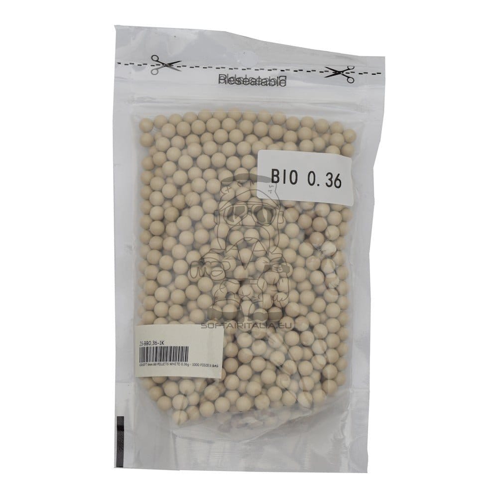 Pallini biodegradabili 0,36g bianco crema 1000 pezzi di JS-TACTICAL