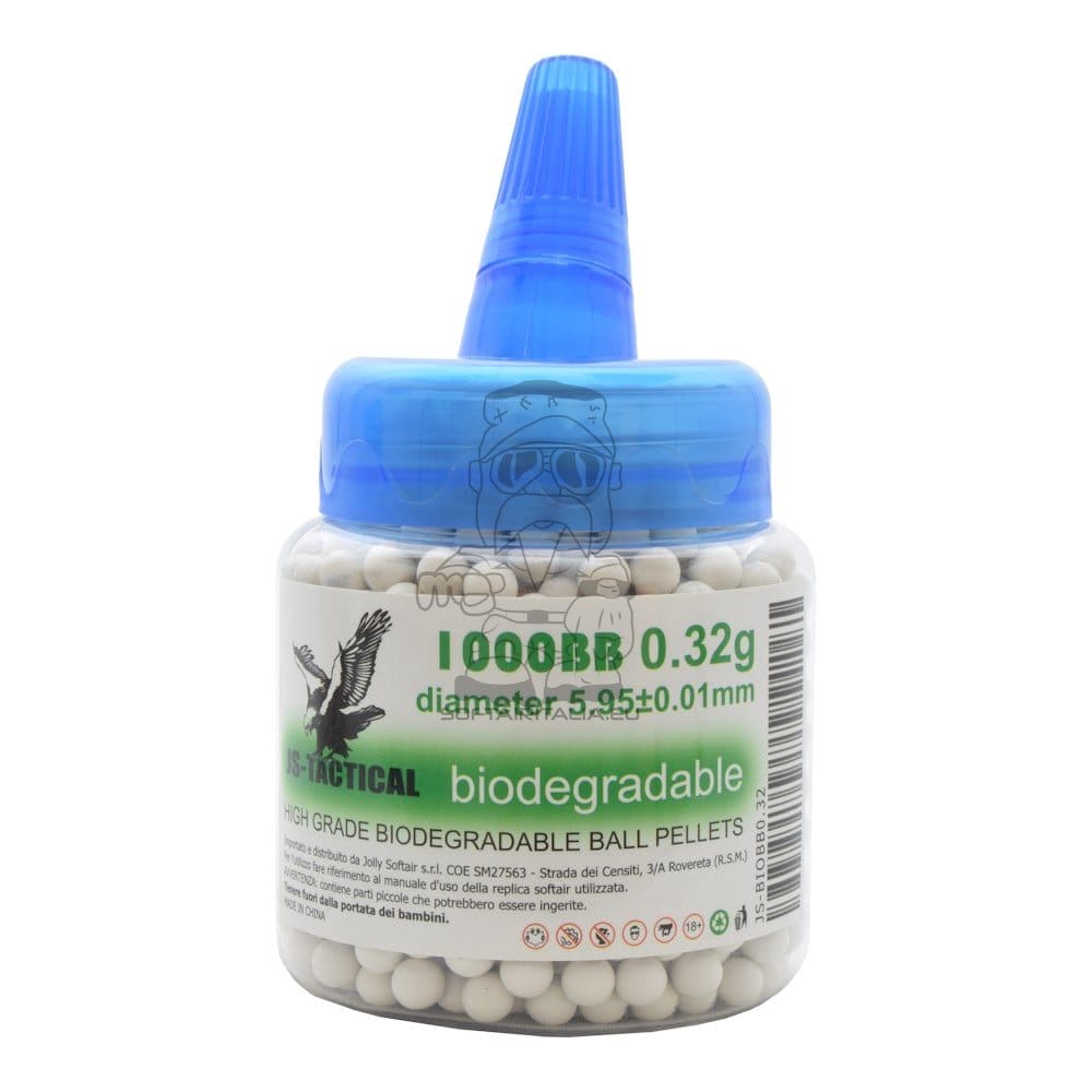 Pallini bio 0,32g biberon 1000 bianchi di JS-TACTICAL
