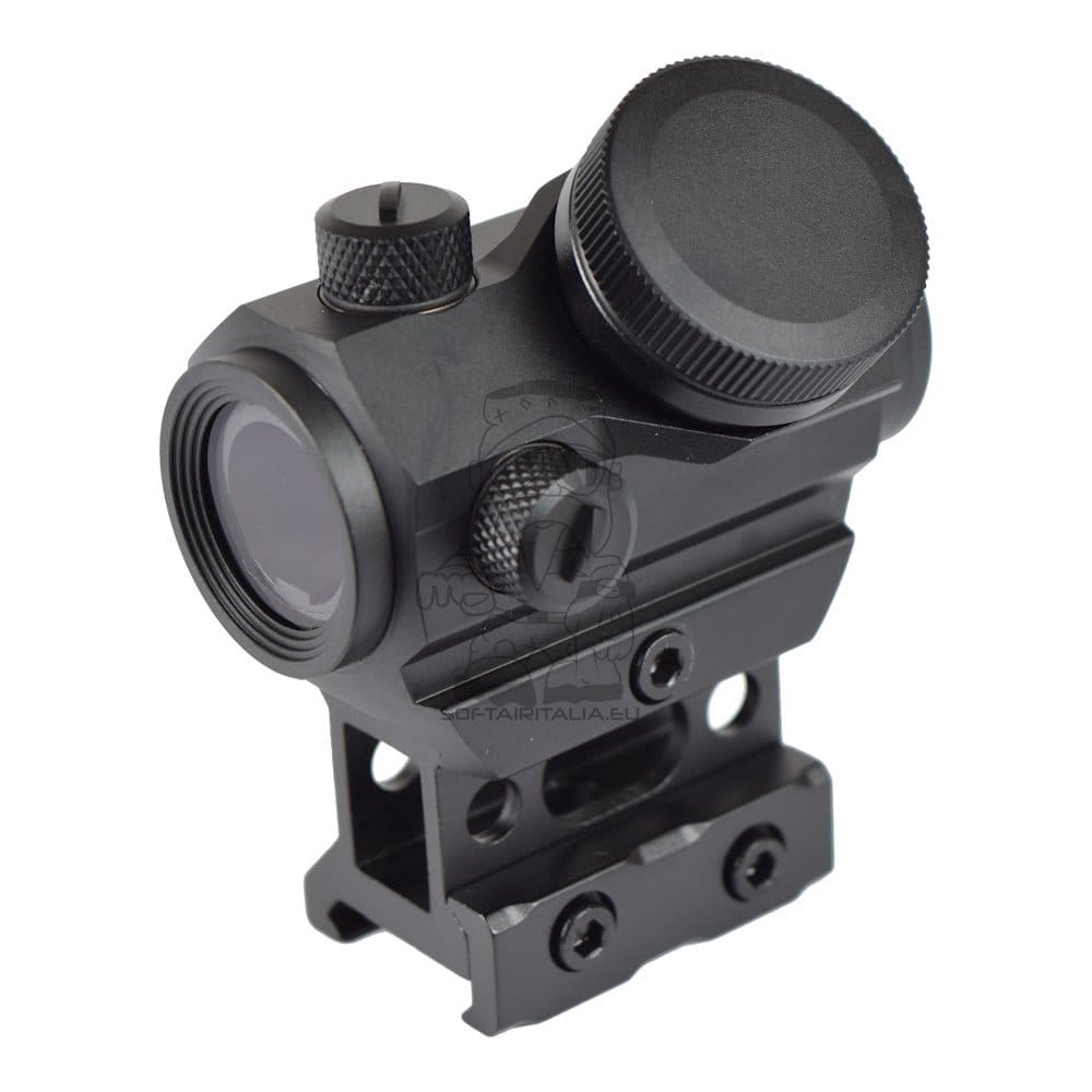 Red Dot Sight con rialzo 1" e batteria integrata nero di JS-TACTICAL