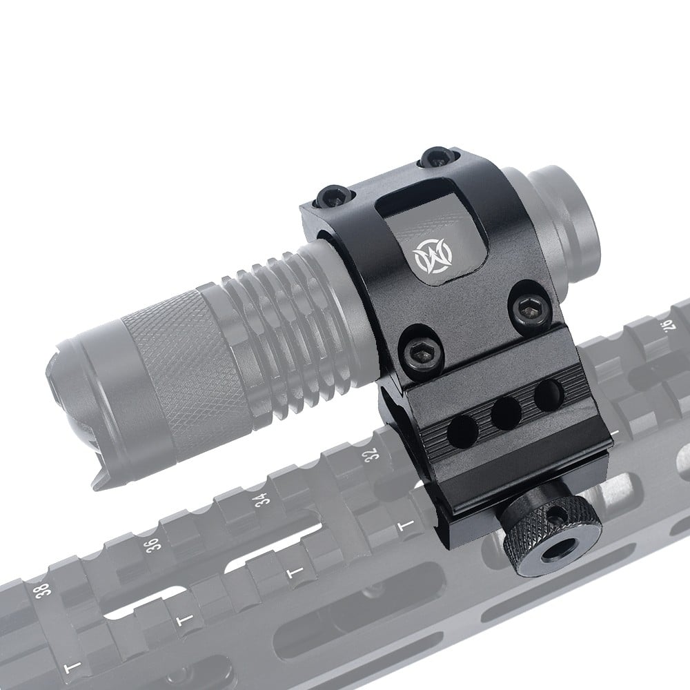 Attacco 45° in metallo per torcia o laser, diametro 1 pollice, nero
