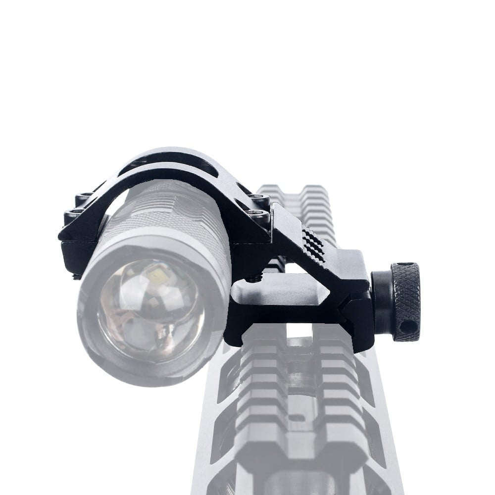 Attacco 45° in metallo per torcia o laser, diametro 1 pollice, nero