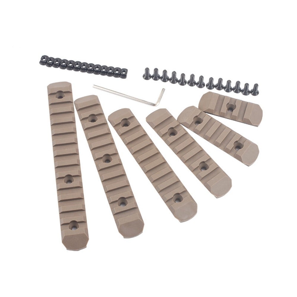 Set 6 Slitte 20mm in Polimero per Keymod e M-Lok Dark Earth