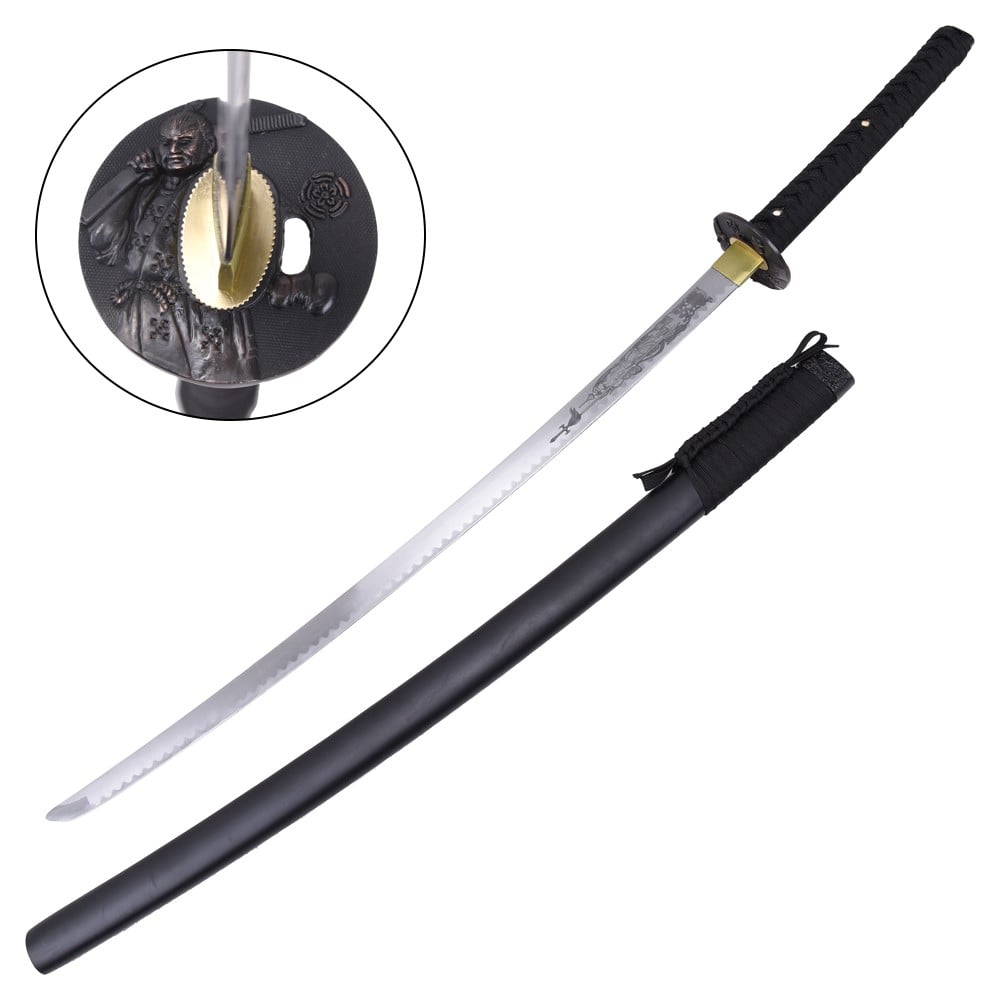 Katana ornamentale con incisione samurai