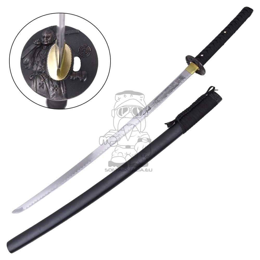 Katana ornamentale con incisione samurai