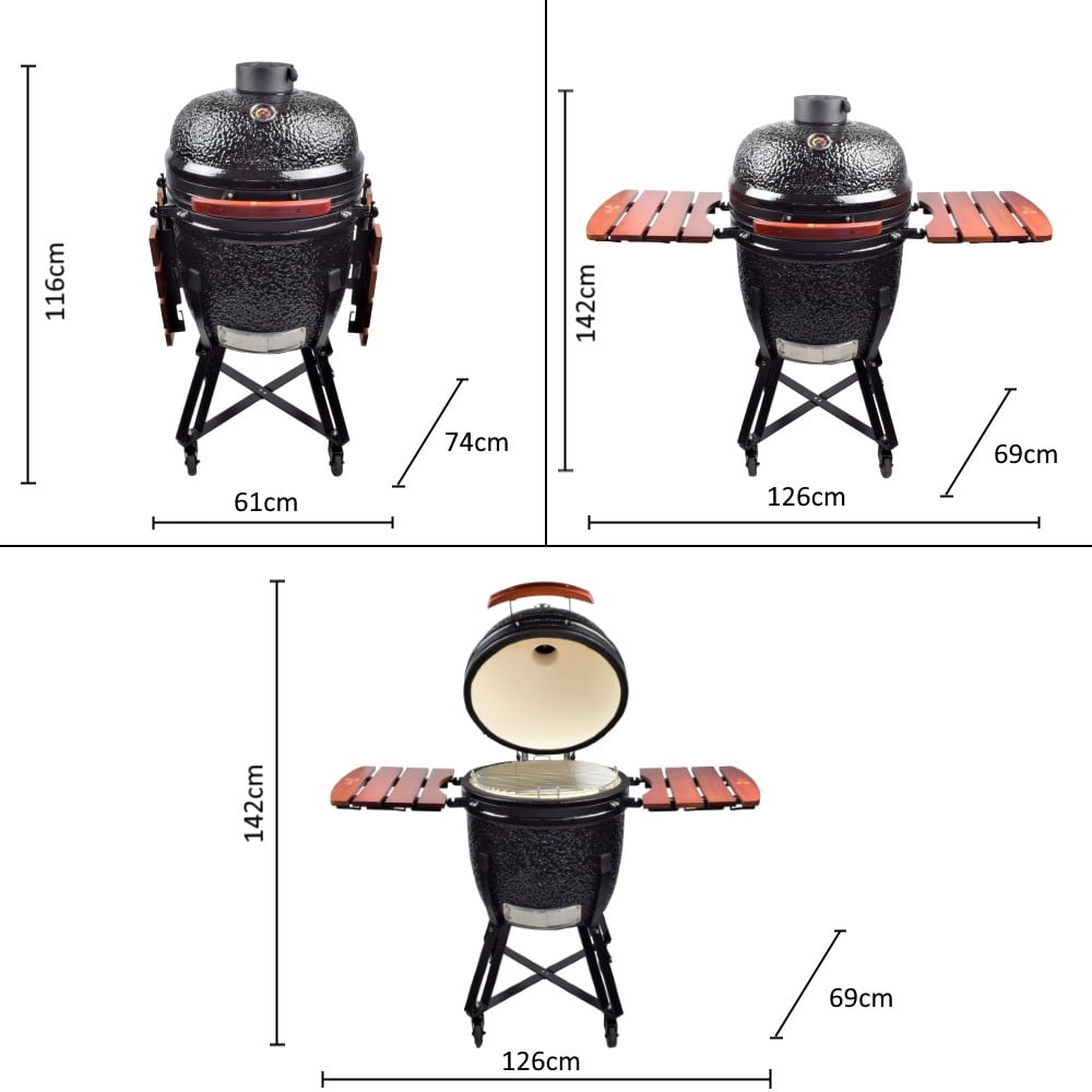 Kamado Rhino L nero per cottura da esterno