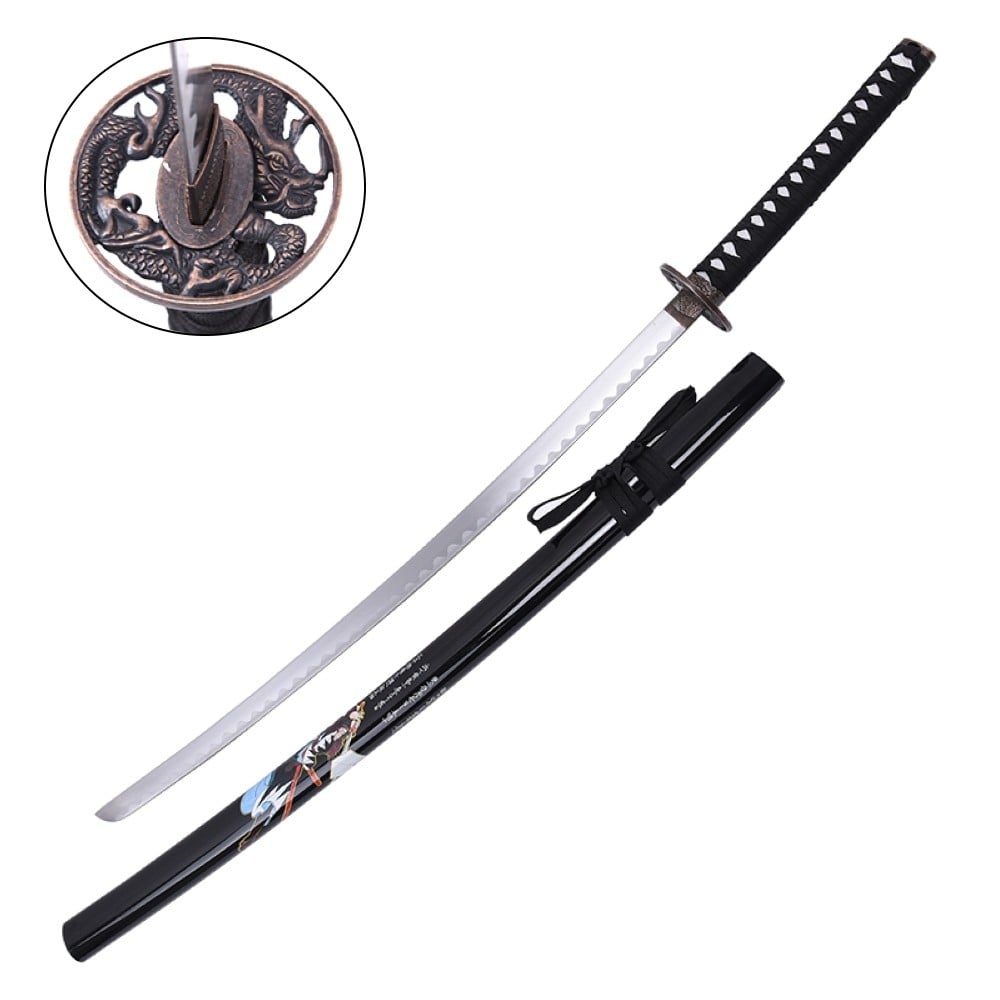 Katana ornamentale con dragone e samurai